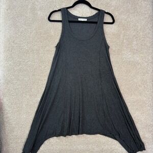 JOAH BROWN Sharkbite Tank Dress Women's OS Gray Ribbed Knit Handkerchief